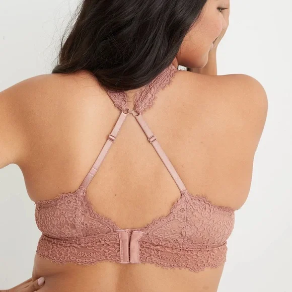 Aerie Lace Bralette in Blush/Dark Pink Small - Picture 3 of 6